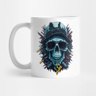 Smoking Skull with Guns and Sunglasses Mug